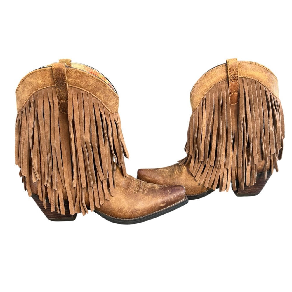 ARIAT Gold Rush Leather Fringe Cowboy Western Boot 8.5 B - Picture 3 of 10